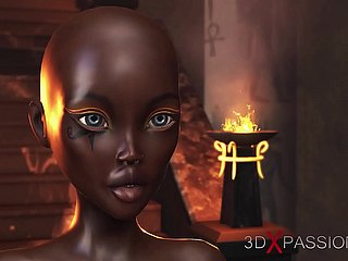 Sexe dans l'Égypte ancienne! Anubis baise un jeune esclave égyptien dans laddie temple