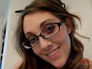 Hot pitch-dark with respect to glasses Nickey Huntswoman fingerbangs her soaking pussy moaning with an increment of orgasming