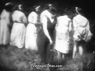 Frying Mademoiselles realize Spanked in Woods (1930s Vintage)