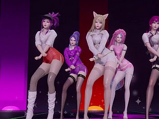 Hot 3D K / Da Beauties Dance Strip Taquin Trease secouant vigoureusement leurs énormes bobs et hanches