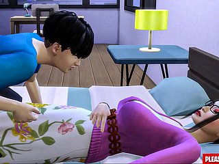 Stepson meniduri tiri Korea Mom Asian Step-Nom berbagi tempat tidur yang sama dengan anak tirinya di kamar inn