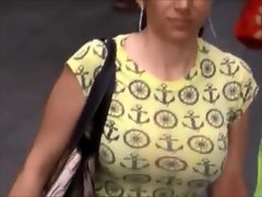 Candid Boobs: Victuals Dominate Blanched Column (Yellow Tops) 3